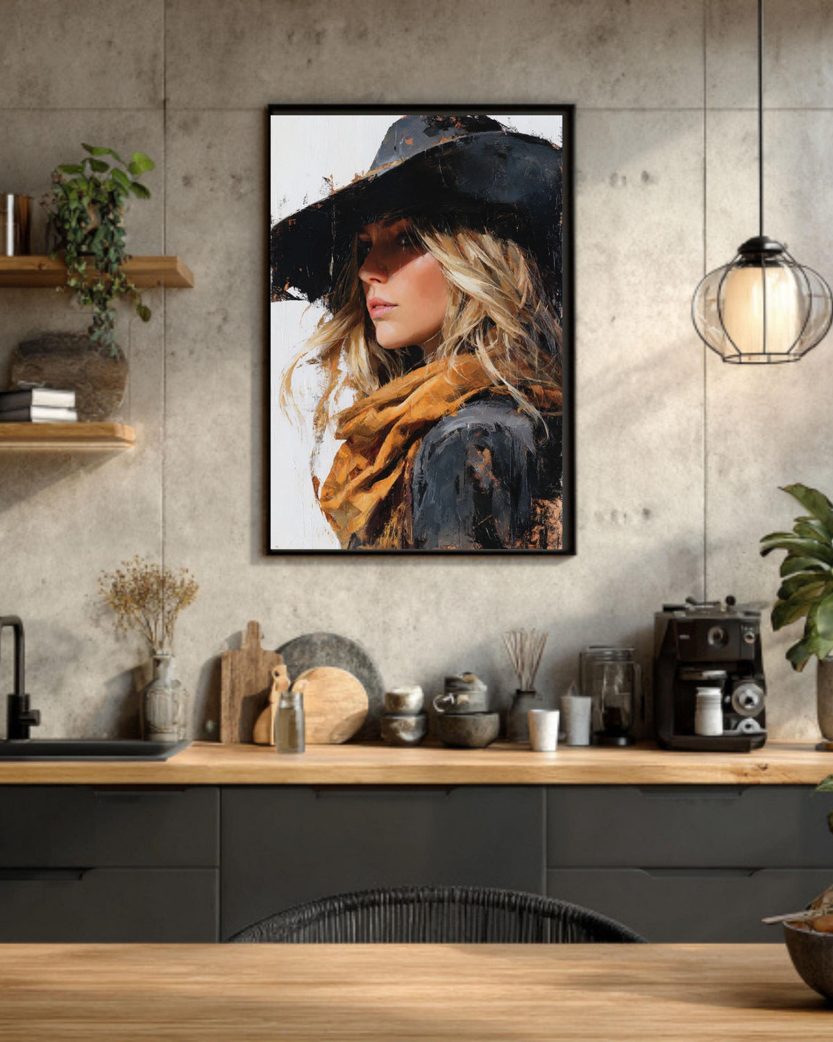 Cowgirl Canvas Print, Modern Western Art, Farmhouse Decor