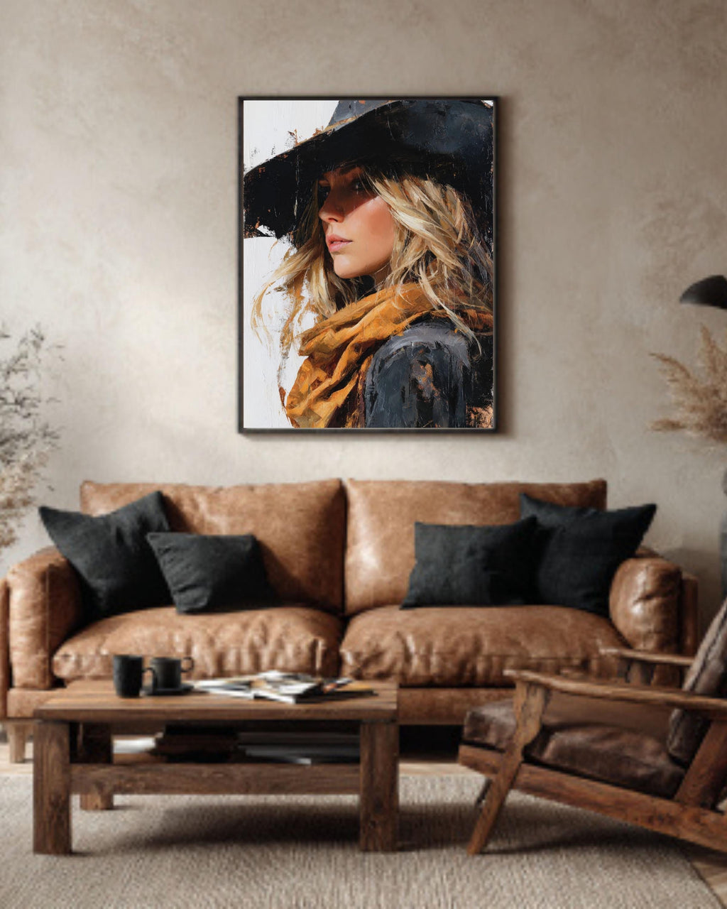 Cowgirl Canvas Print, Modern Western Art, Farmhouse Decor