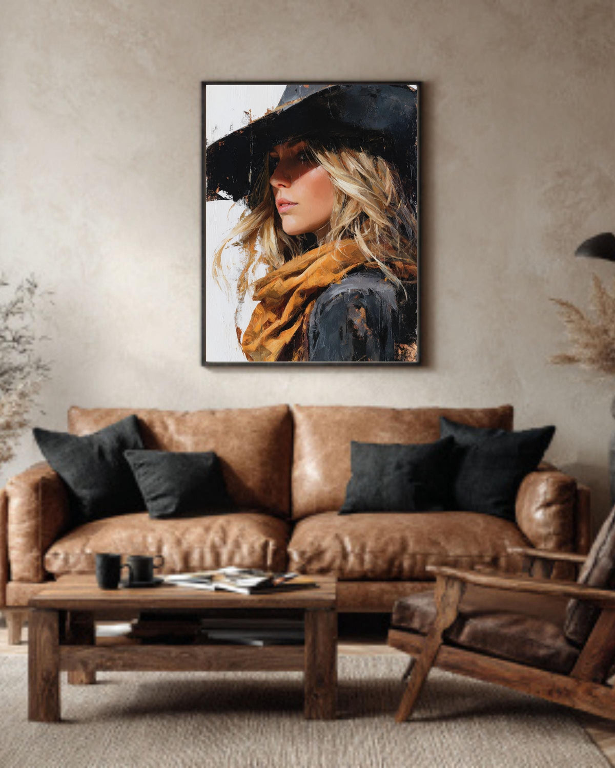 Cowgirl Canvas Print, Modern Western Art, Farmhouse Decor