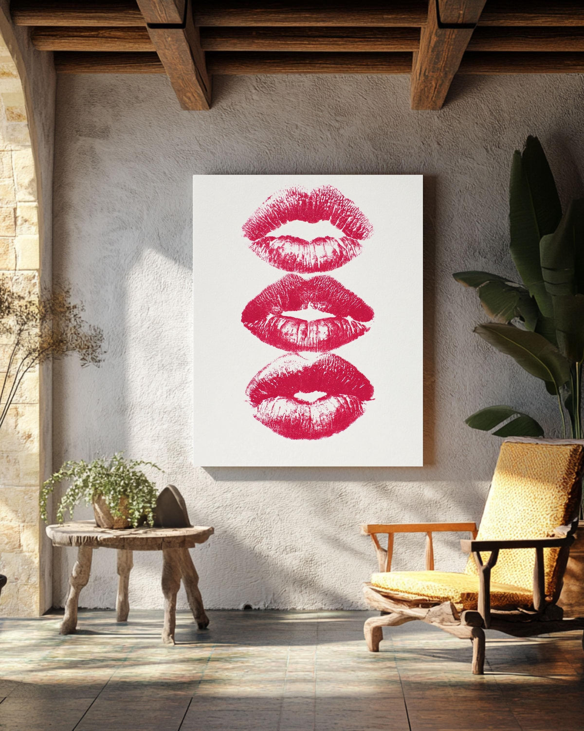 Pink Kisses Wall Art Print, Coquette Bedroom Decor