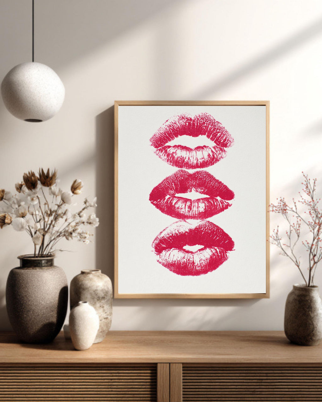 Pink Kisses Wall Art Print, Coquette Bedroom Decor