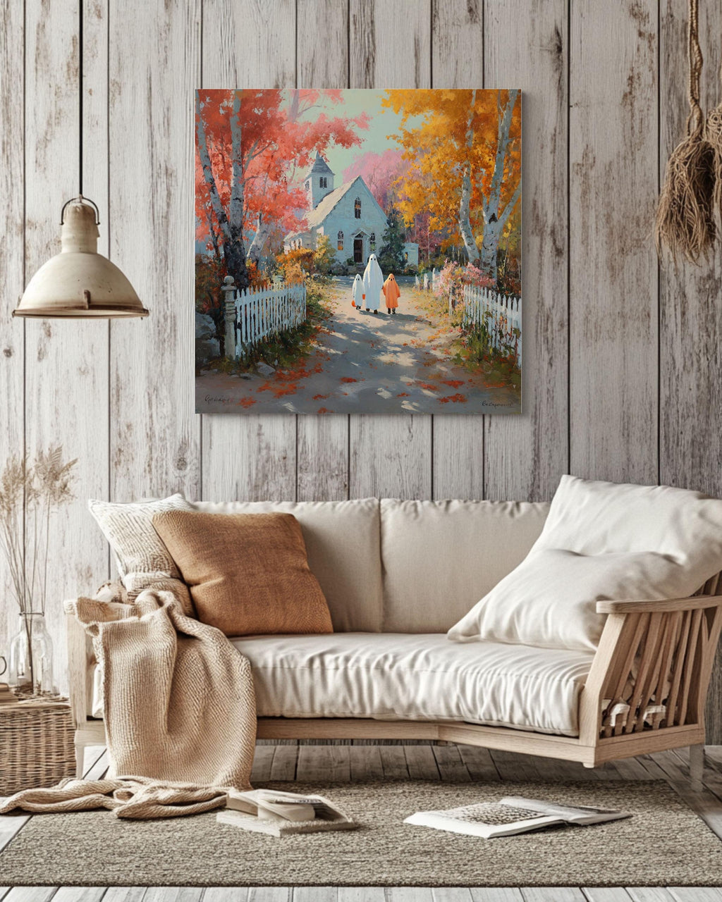 Vintage Halloween Poster, Trick and Treat, Cozy Fall Wall Art