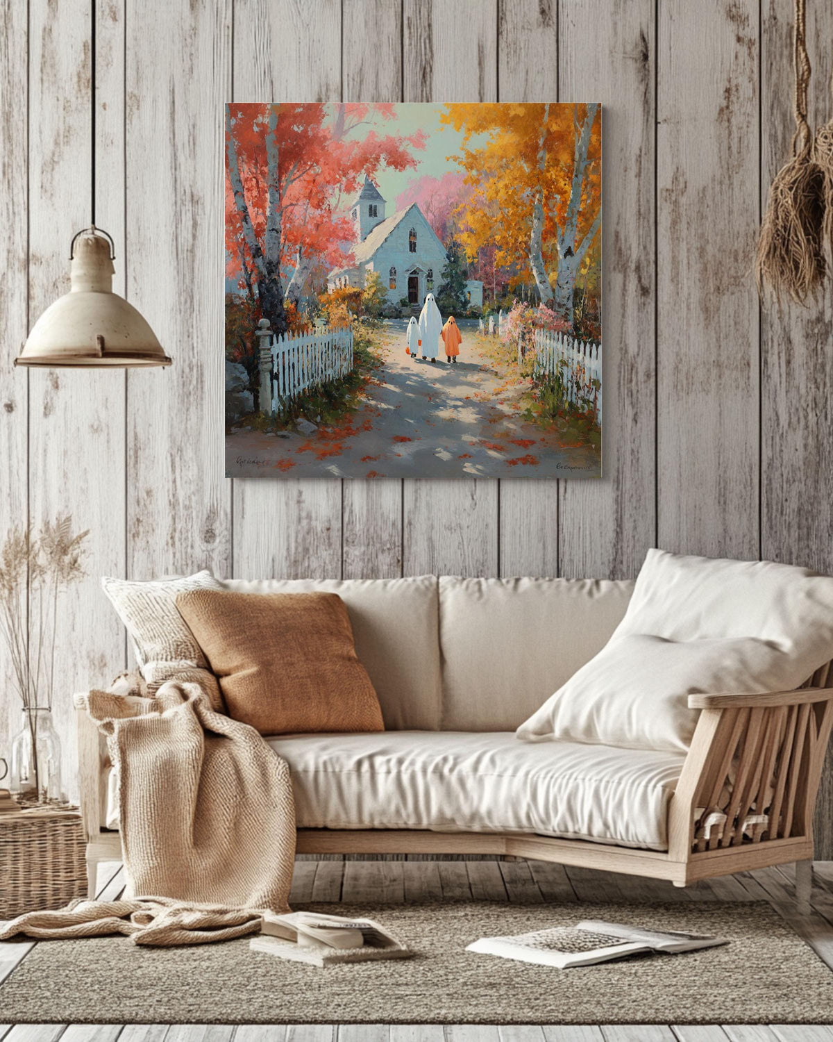 Vintage Halloween Poster, Trick and Treat, Cozy Fall Wall Art