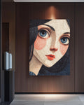 Surreal Girl Portrait Canvas, Big Eyes Pop Art, Modern Home Decor