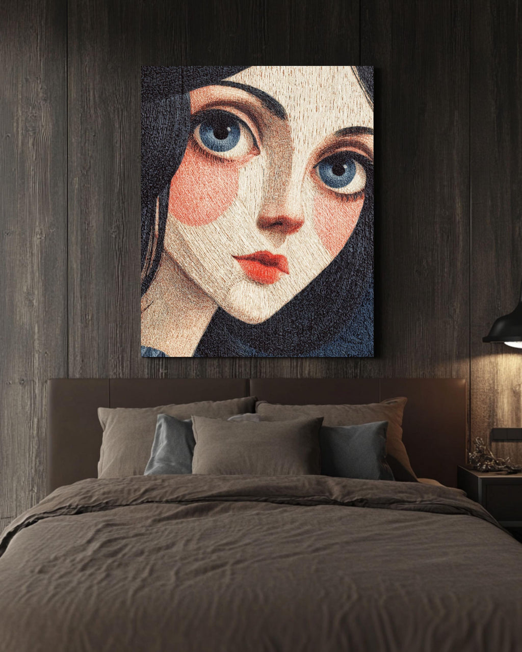 Surreal Girl Portrait Canvas, Big Eyes Pop Art, Modern Home Decor