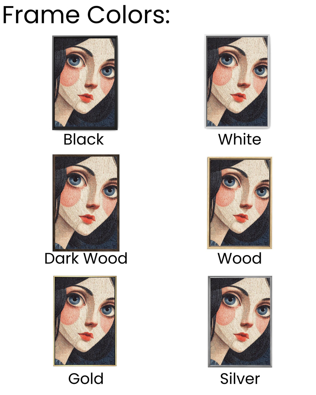 Surreal Girl Portrait Canvas, Big Eyes Pop Art, Modern Home Decor