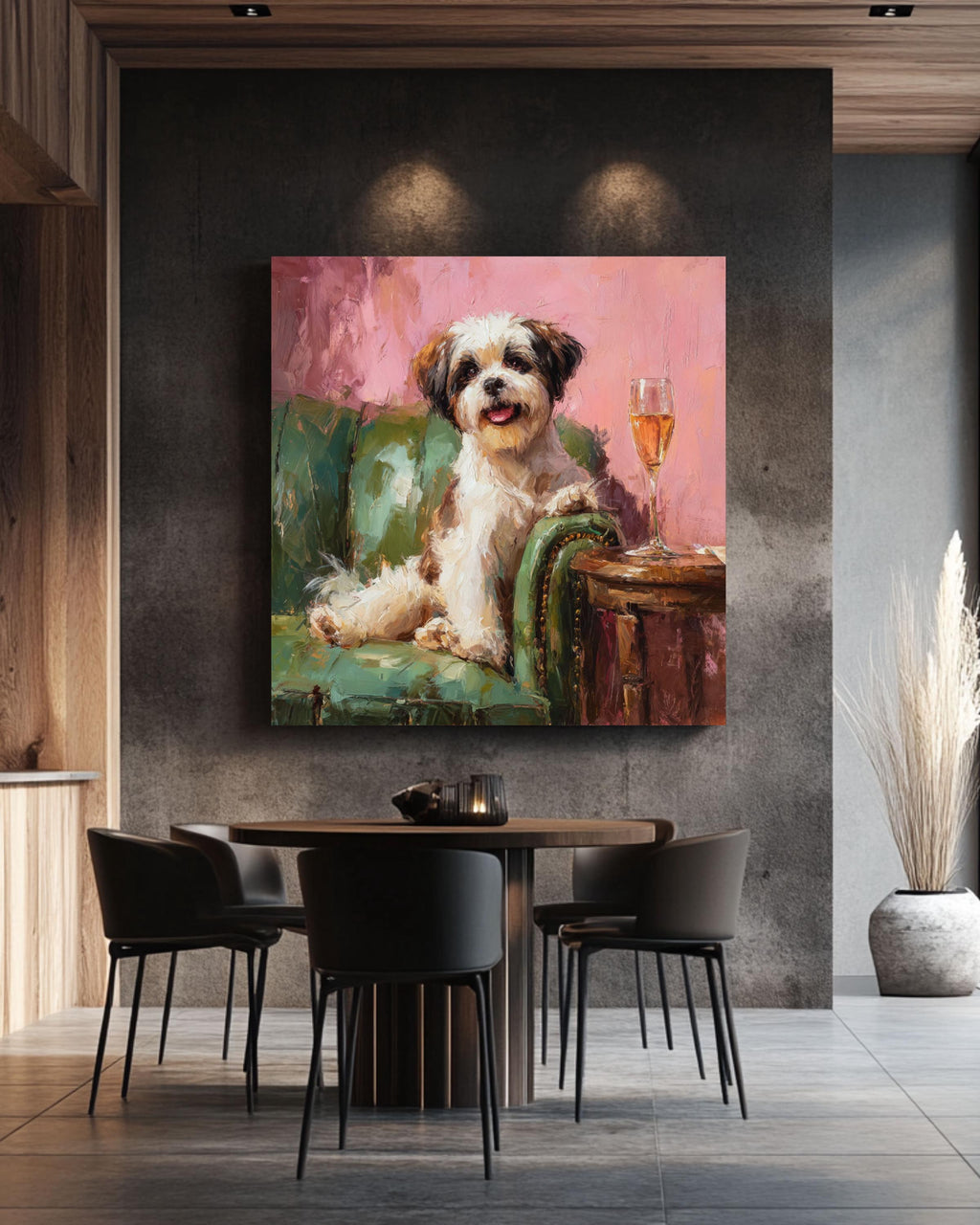 Shih Tzu Dog Portrait, Funny Modern Pet Art Canvas Print