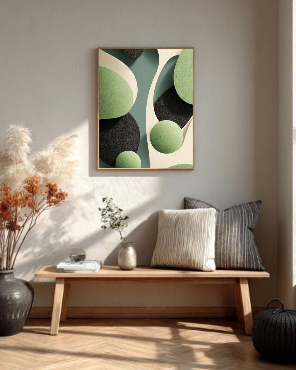 Abstract Organic Shapes Canvas Print, Modern Earth Tone Wall Decor