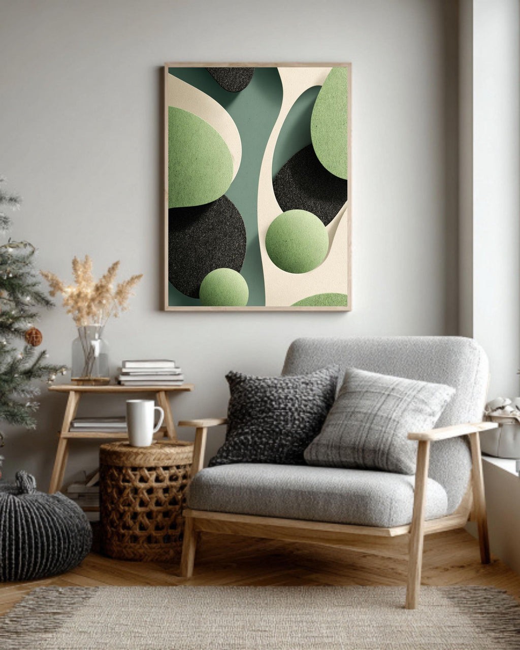 Abstract Organic Shapes Canvas Print, Modern Earth Tone Wall Decor