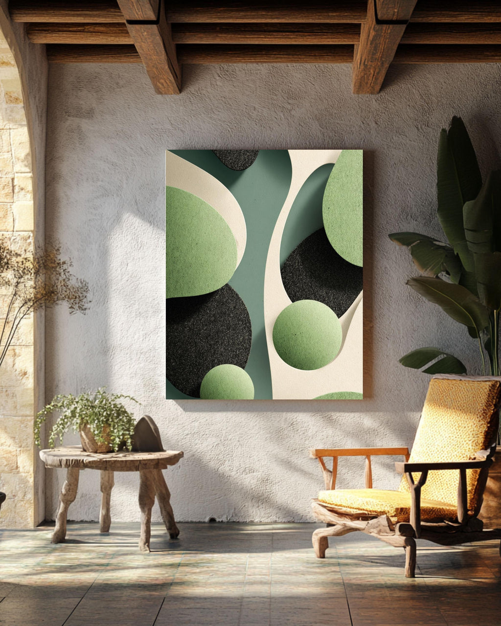 Abstract Organic Shapes Canvas Print, Modern Earth Tone Wall Decor