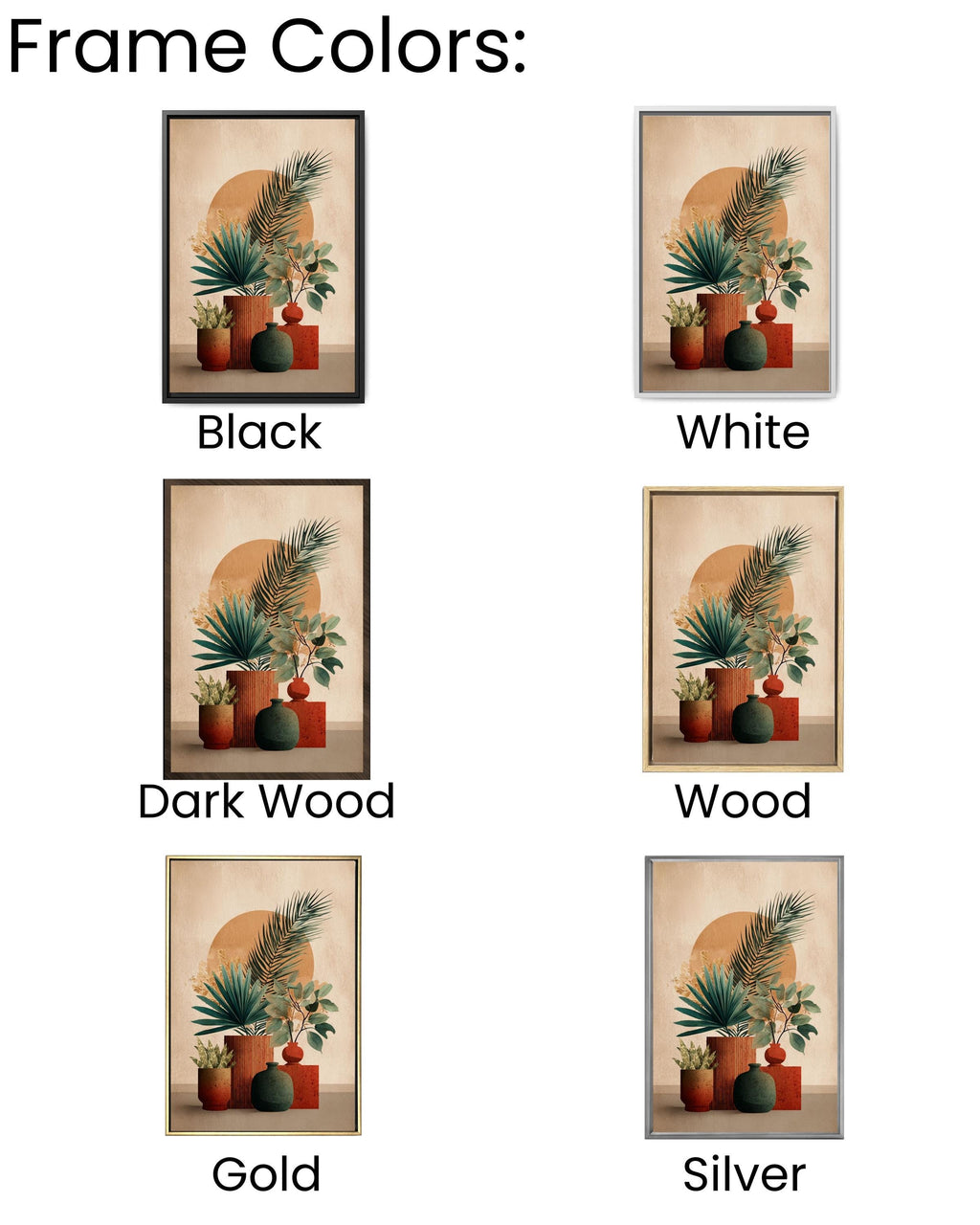 Boho Botanical Still Life Canvas, Terracotta Plant Art, Mid-Century Modern Decor