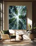 Abstract Forest Canopy Watercolor Print, Moody Pine Tree Canvas