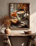 Pumpkin Spice Latte Canvas Print: Autumn Coffee Still Life Art