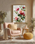 Pink Rose Canvas Art: Textured Impasto Floral Print