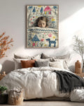Sleeping Girl Canvas Print: Childlike Whimsical Nursery Art