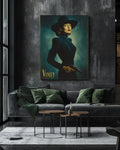 Film Noir Canvas Art: Femme Fatale with Gun, Retro Glamour Decor