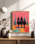 Southwestern Cowboys Canvas | Abstract Western Horse Painting | Modern Country Cowboy Artwork