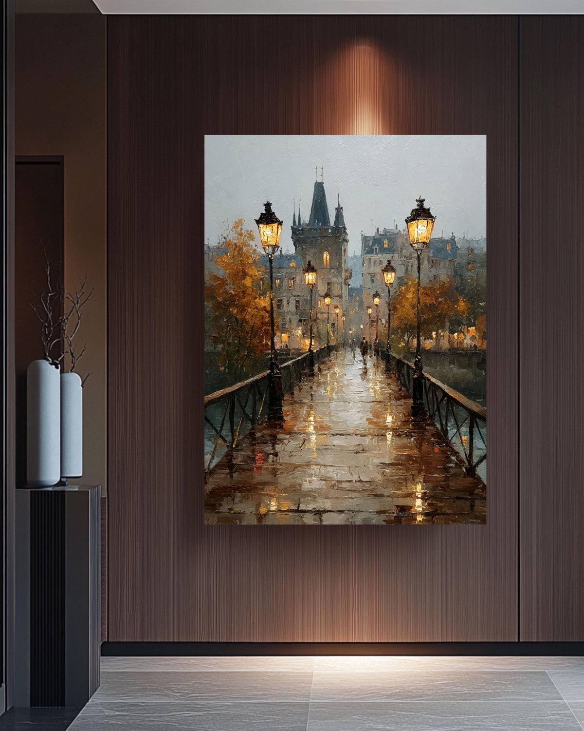 Autumn Landscape Canvas Print: Vintage Farmhouse Wall Art