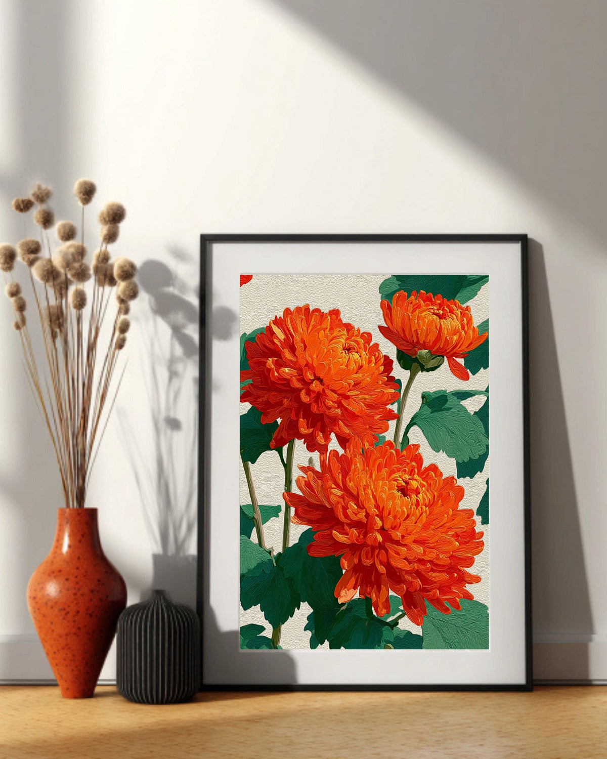 Art Deco Floral Canvas: Abstract Mid-Century Modern Flower Poster