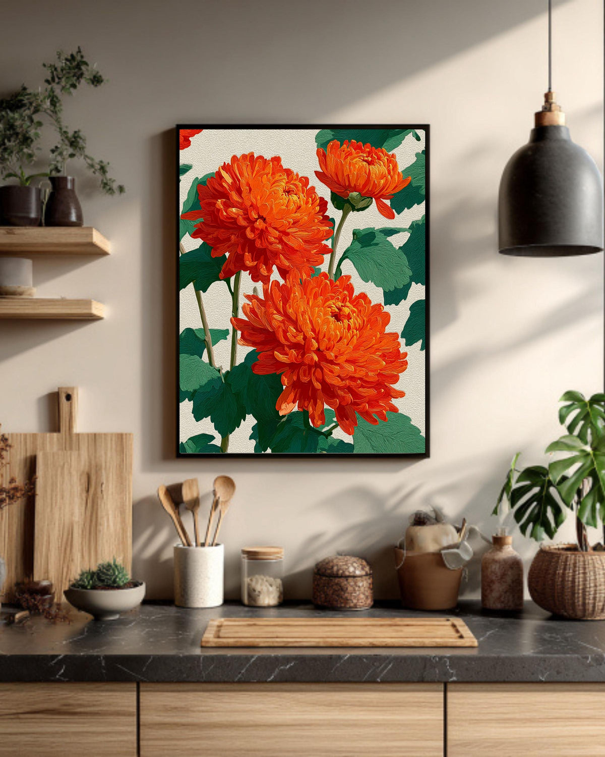 Art Deco Floral Canvas: Abstract Mid-Century Modern Flower Poster