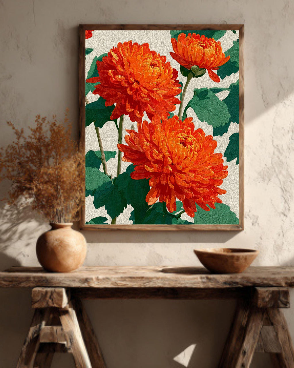 Art Deco Floral Canvas: Abstract Mid-Century Modern Flower Poster
