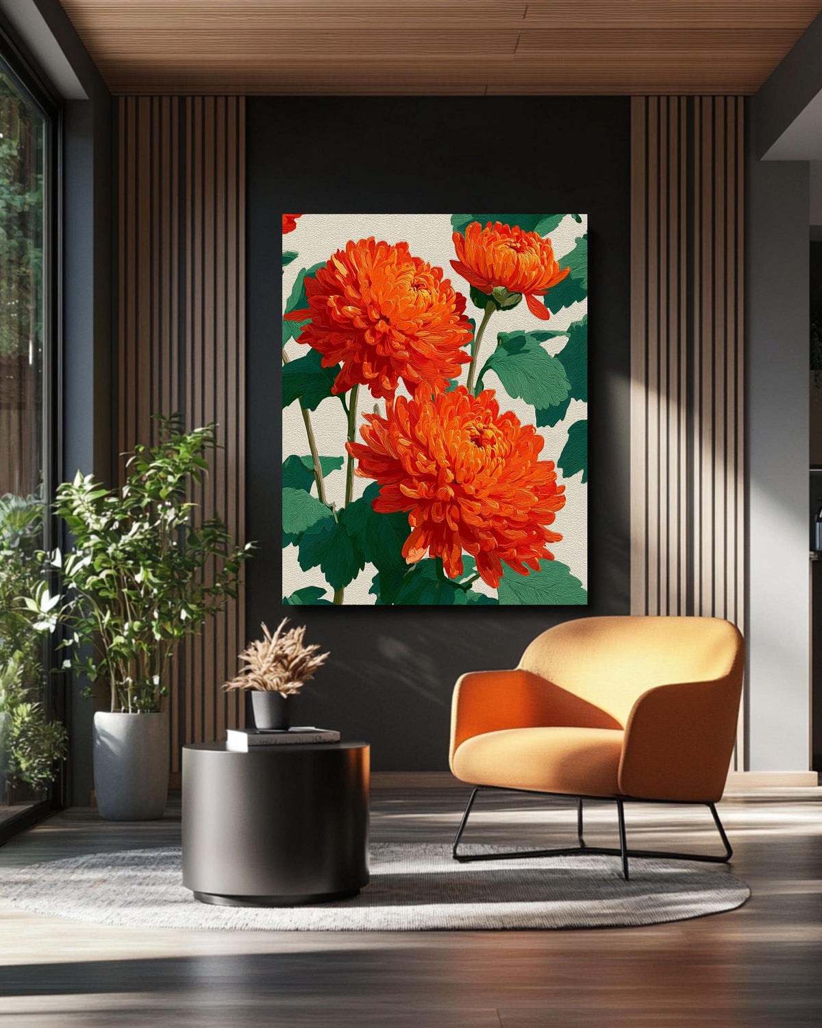 Art Deco Floral Canvas: Abstract Mid-Century Modern Flower Poster