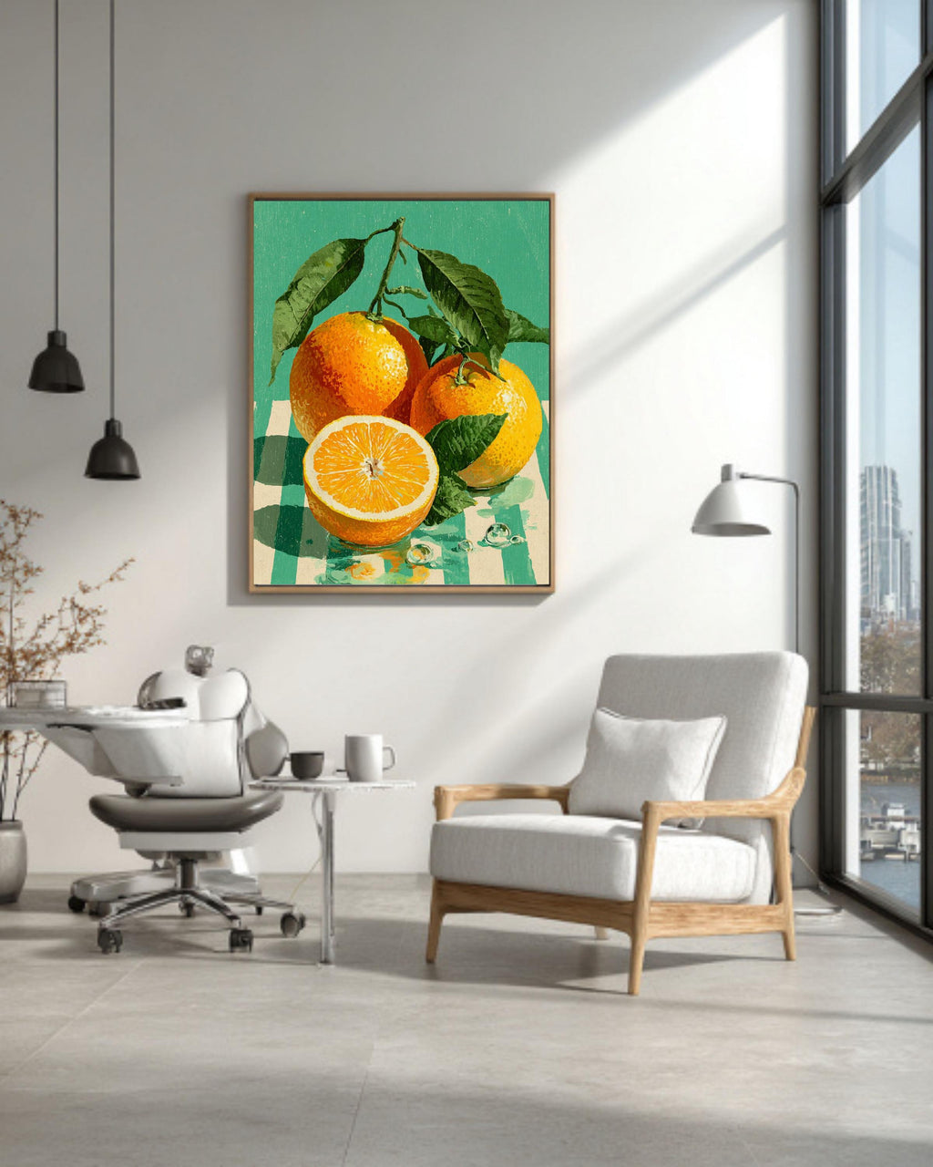 Orange Fruit Canvas Art, Retro Kitchen Poster, Farmhouse Home Decor