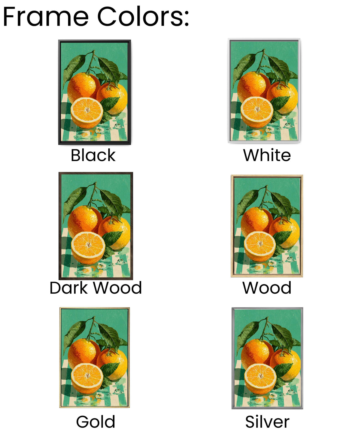 Orange Fruit Canvas Art, Retro Kitchen Poster, Farmhouse Home Decor