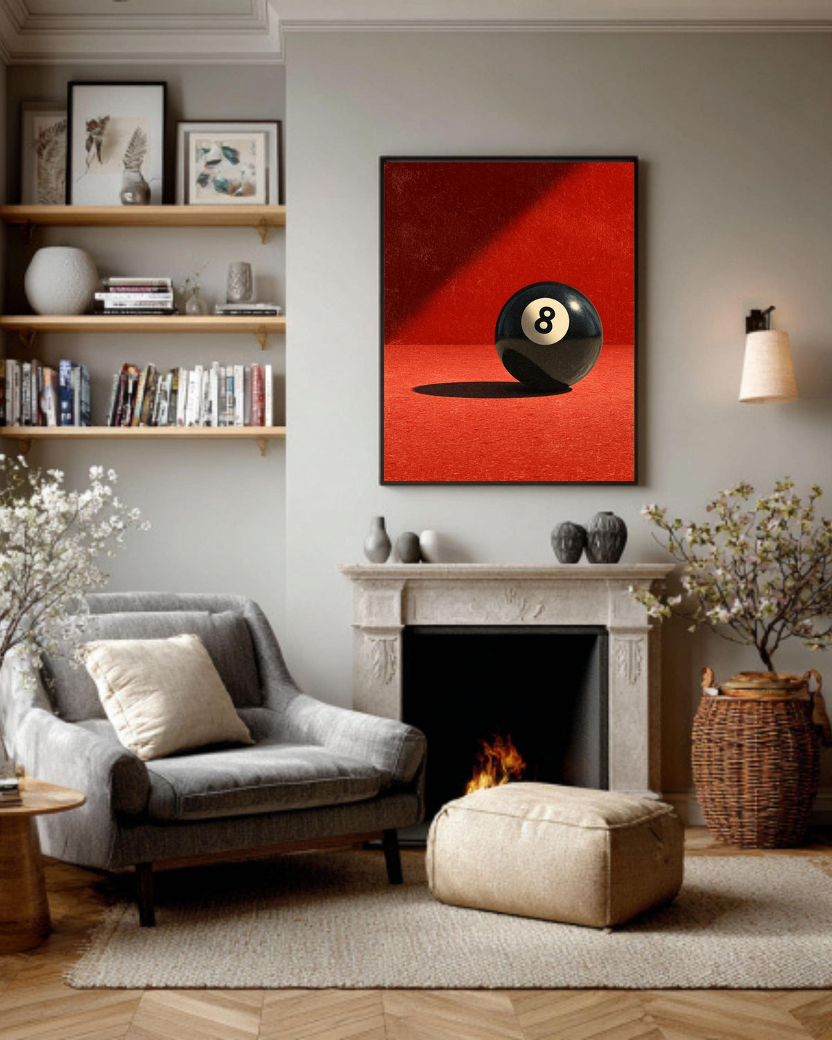 Retro 8 Ball Canvas Art: Vintage Billiards Poster