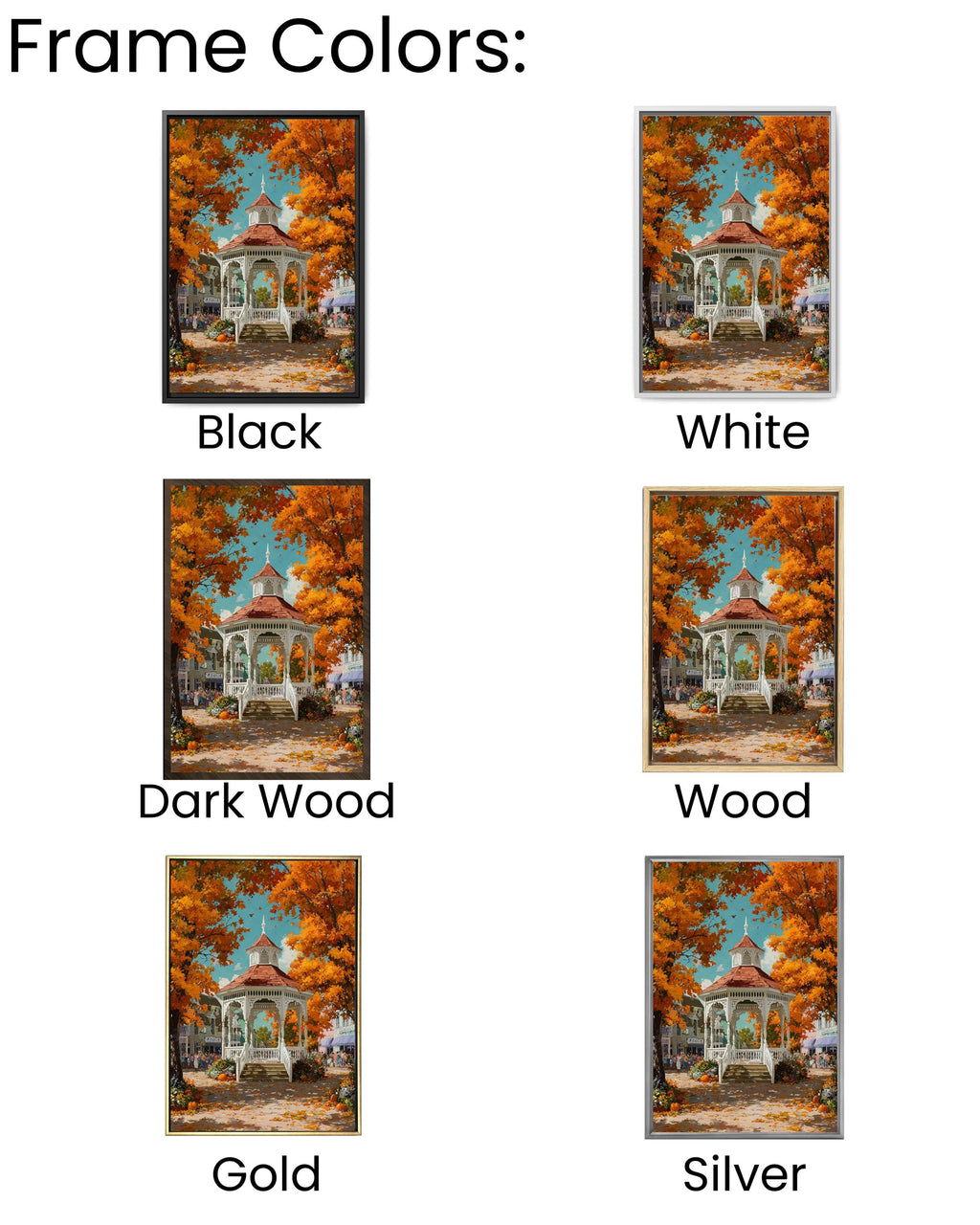 Autumn Gazebo Canvas Art: Rustic Fall Landscape Print