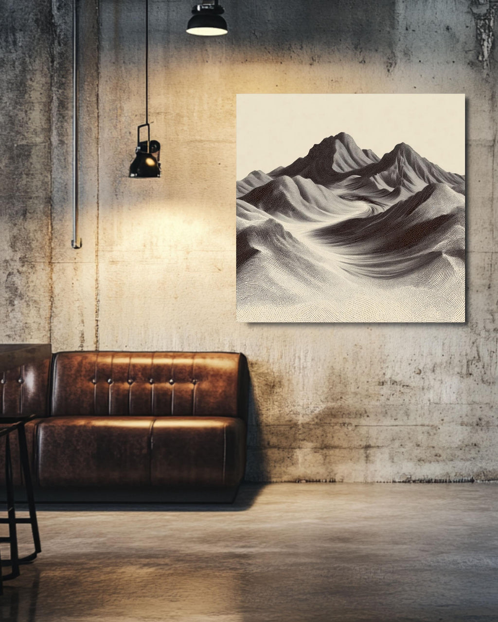 Minimalist Mountain Art Print, Dotted Landscape, Contemporary Wall Decor