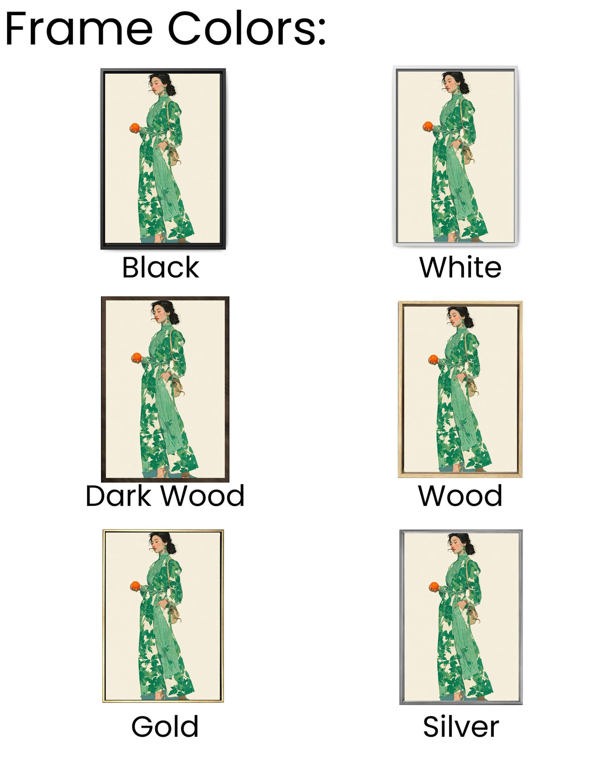 Green Leafy Dress Fashion Illustration Print - Contemporary Wall Decor