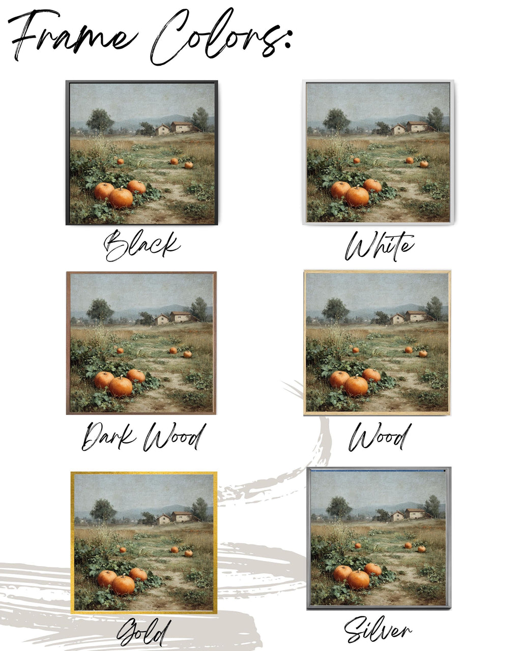 Pumpkin Field Canvas Print: Vintage Farmhouse Fall Landscape Wall Art