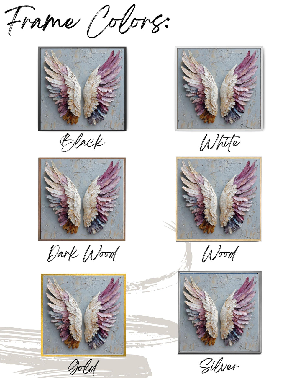 Textured Angel Wings Painting on Canvas: Impasto Wall Art Print