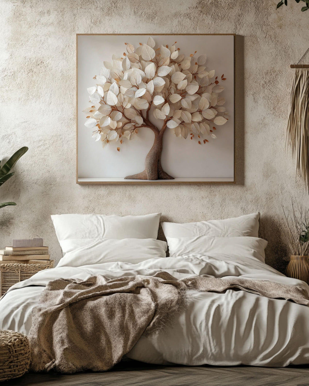 3D Paper Tree Canvas Print: Modern Minimalist Botanical Wall Art