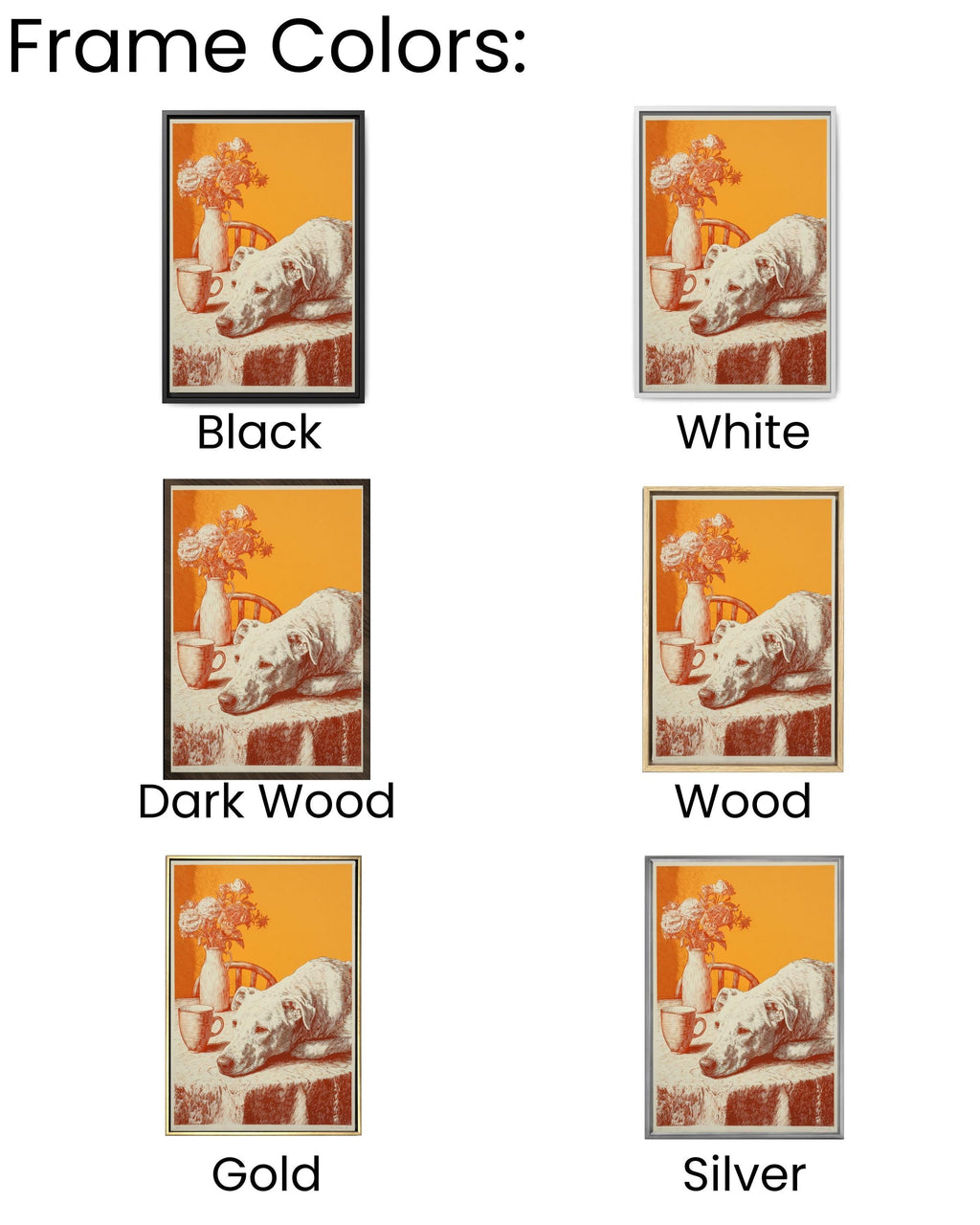 Greyhound Art Canvas: Orange Mid-Century Modern Dog Print