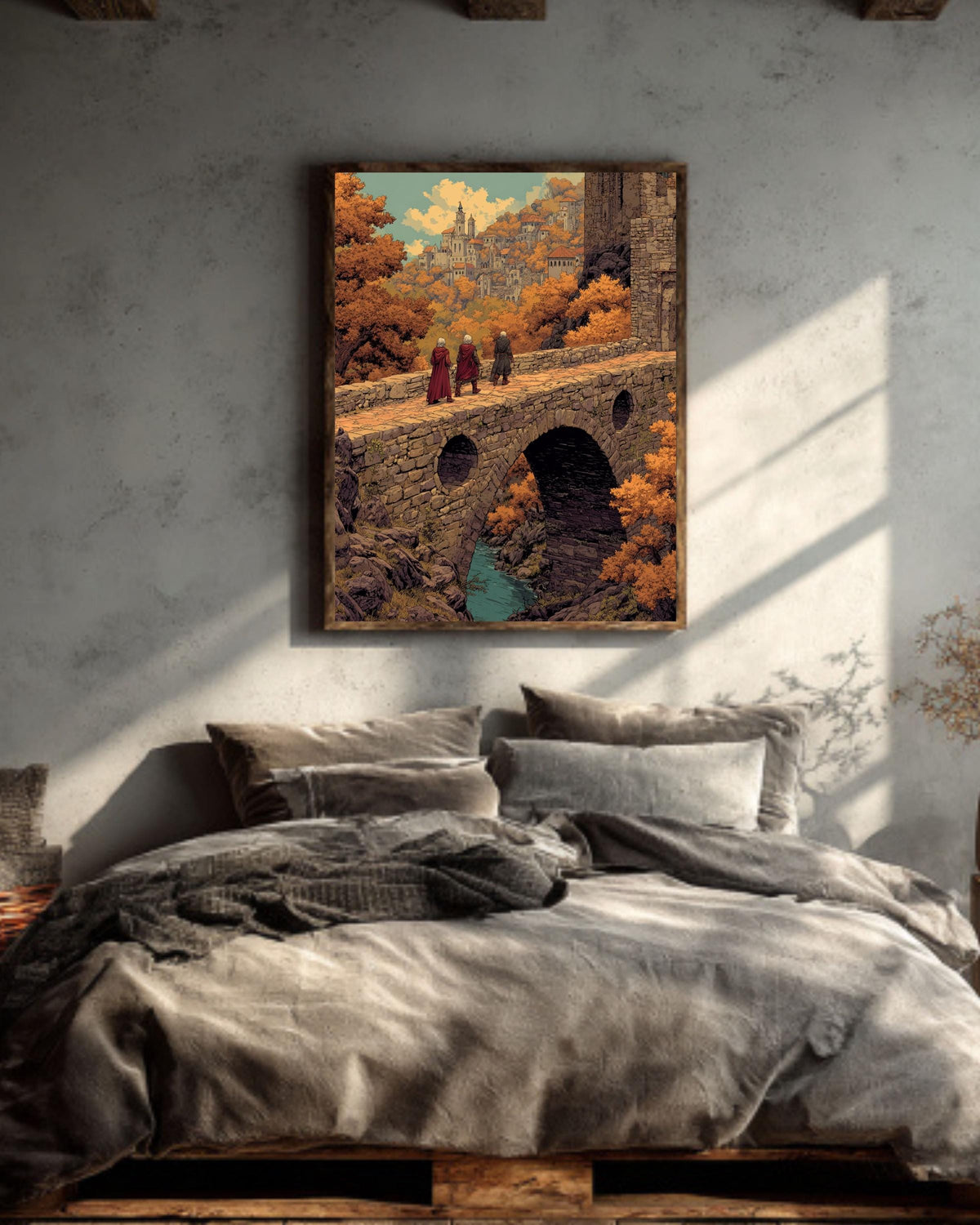 Medieval Castle Canvas: Moebius Style Fantasy Landscape Art