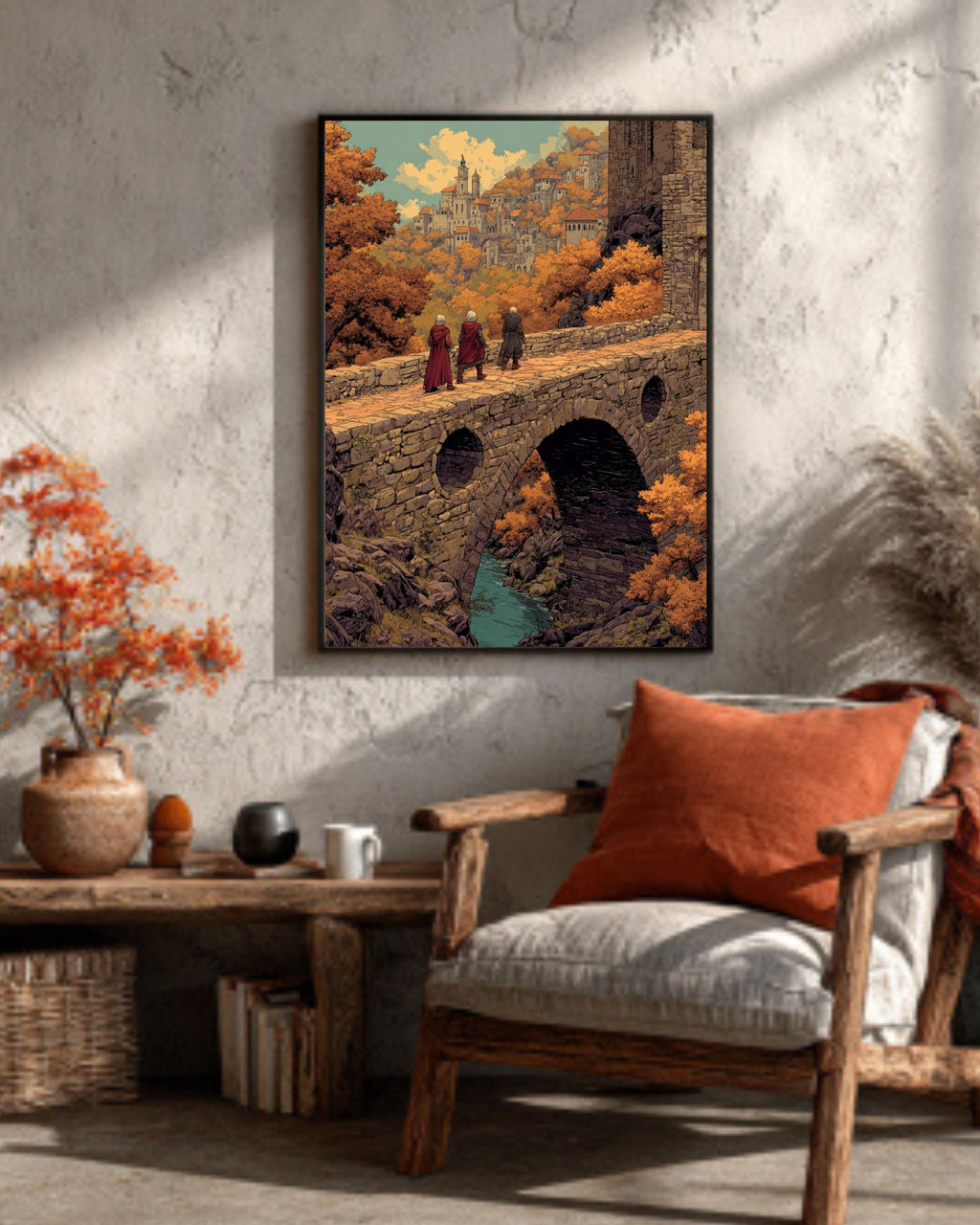 Medieval Castle Canvas: Moebius Style Fantasy Landscape Art