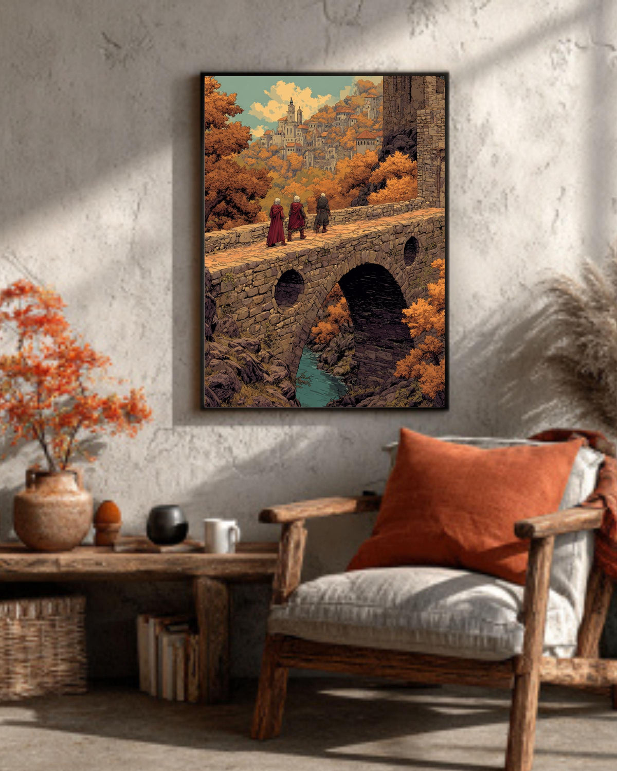Medieval Castle Canvas: Moebius Style Fantasy Landscape Art