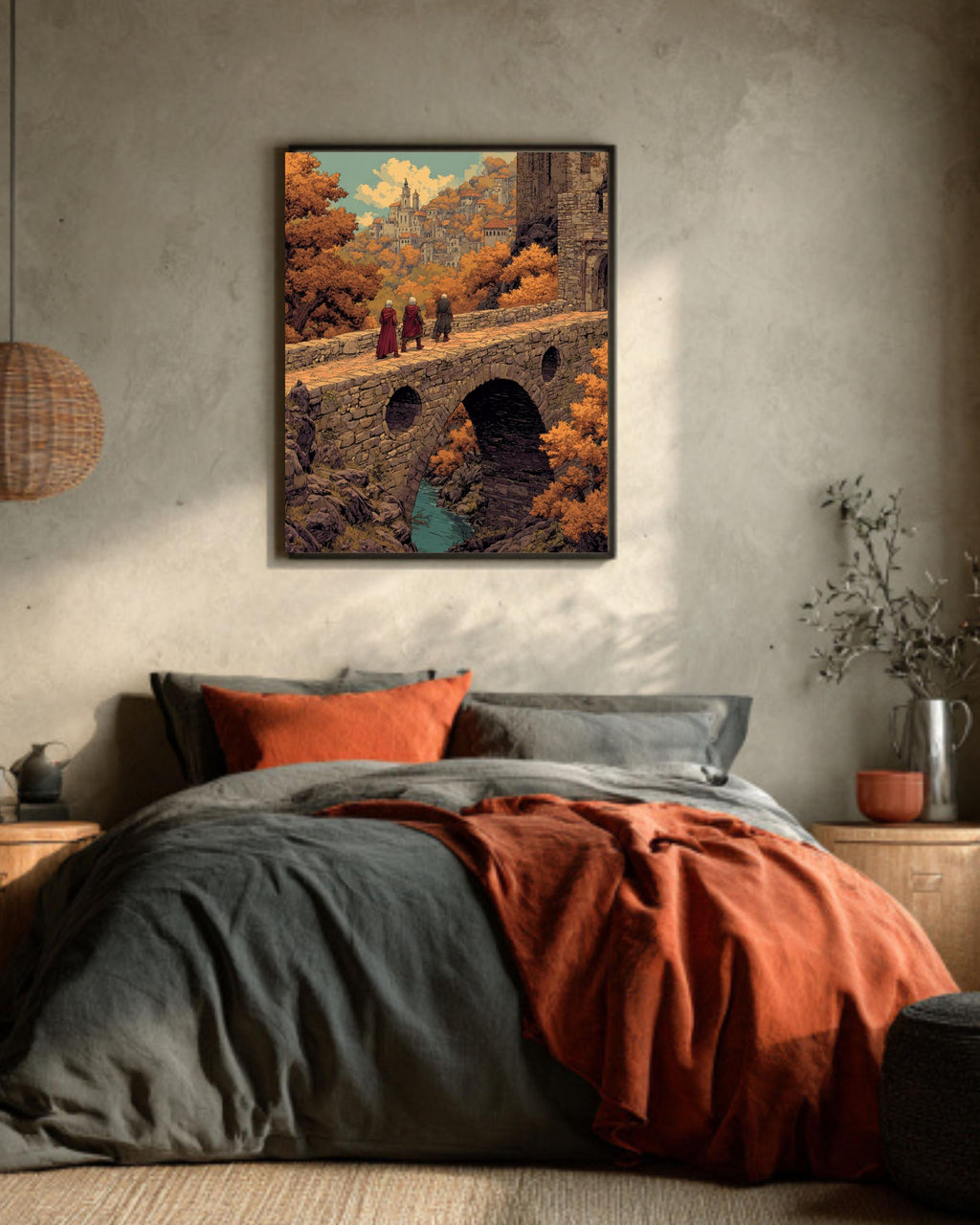 Medieval Castle Canvas: Moebius Style Fantasy Landscape Art