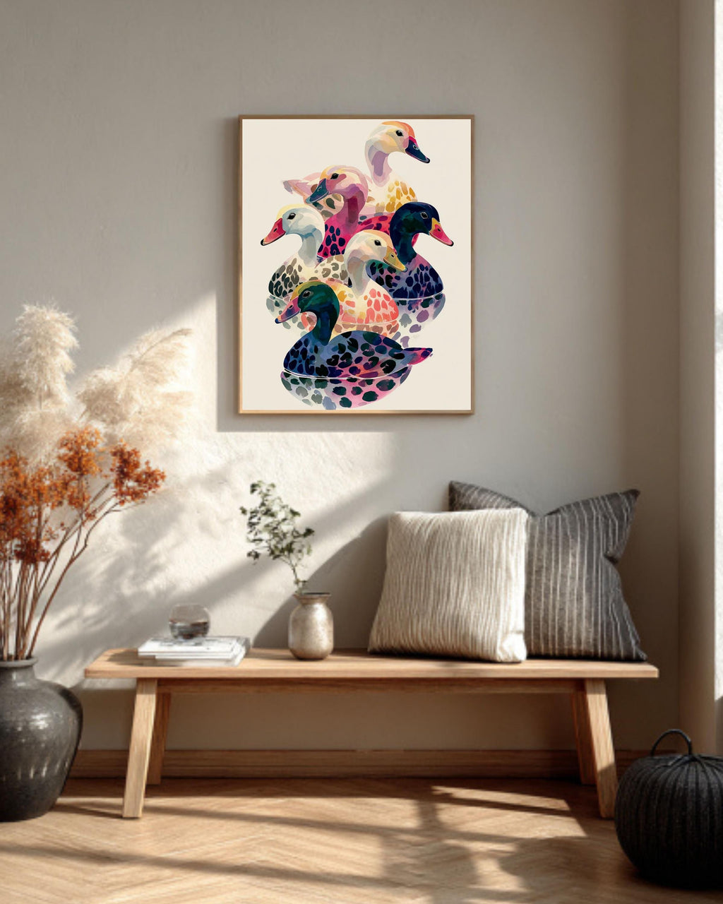 1970s Psychedelic Duck Canvas: Retro Pop Art Wall Decor