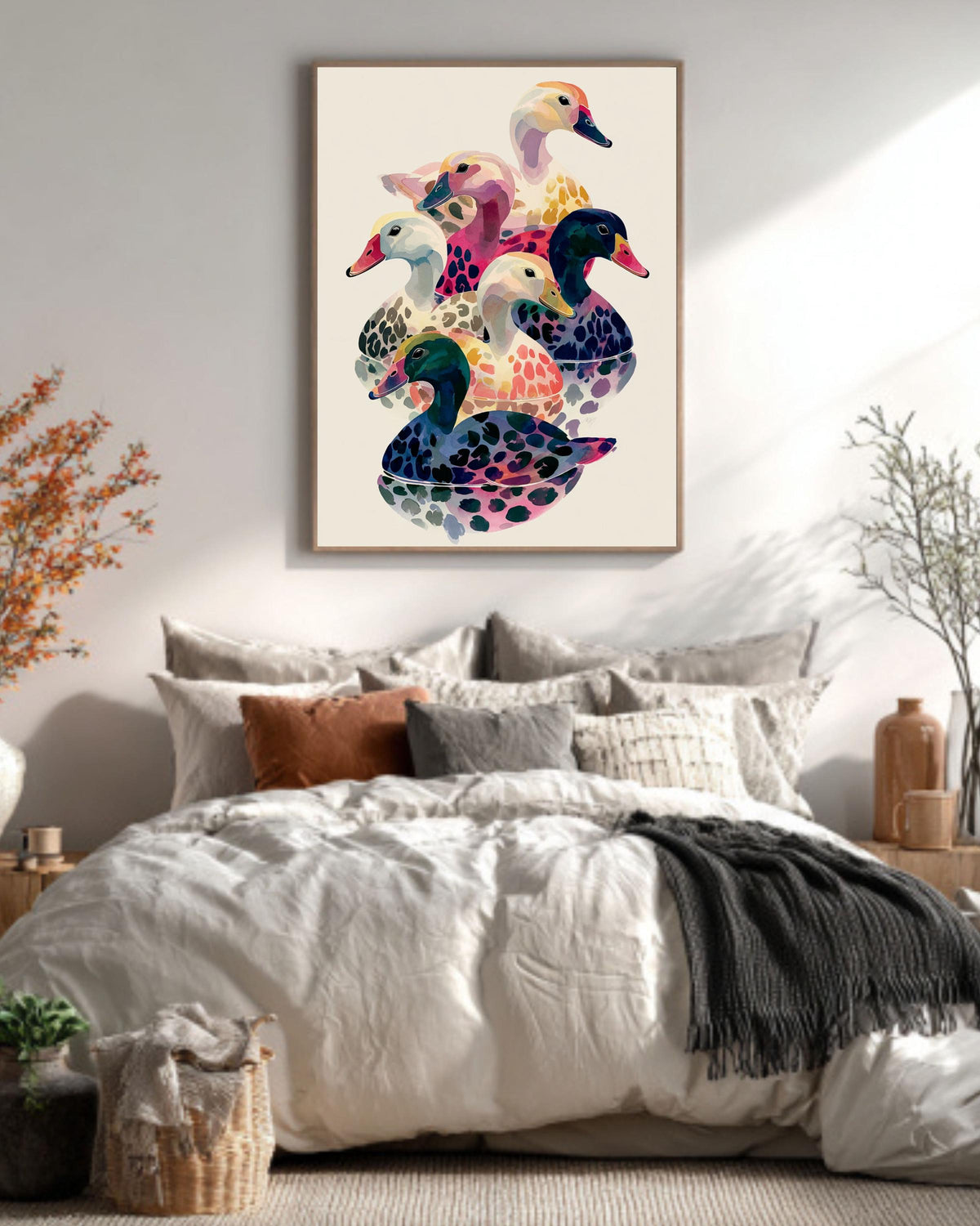 1970s Psychedelic Duck Canvas: Retro Pop Art Wall Decor