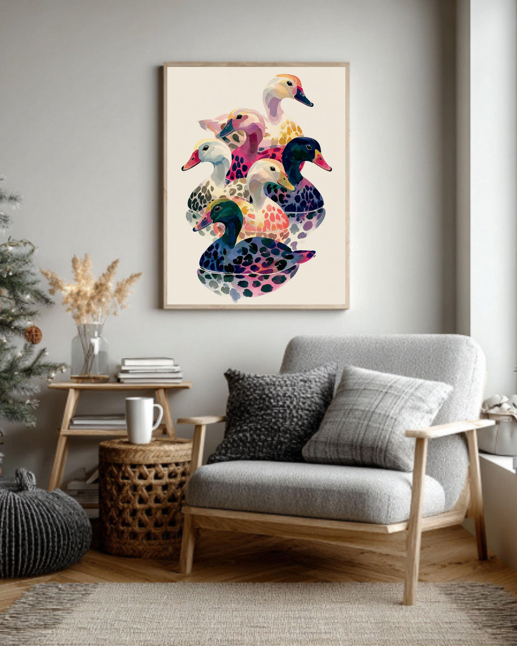 1970s Psychedelic Duck Canvas: Retro Pop Art Wall Decor