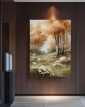 Vintage Autumn Forest Oil Painting: Birch Aspen Tree Canvas Print