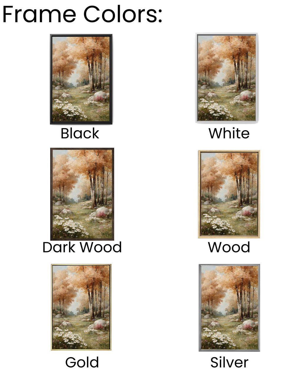 Vintage Autumn Forest Oil Painting: Birch Aspen Tree Canvas Print
