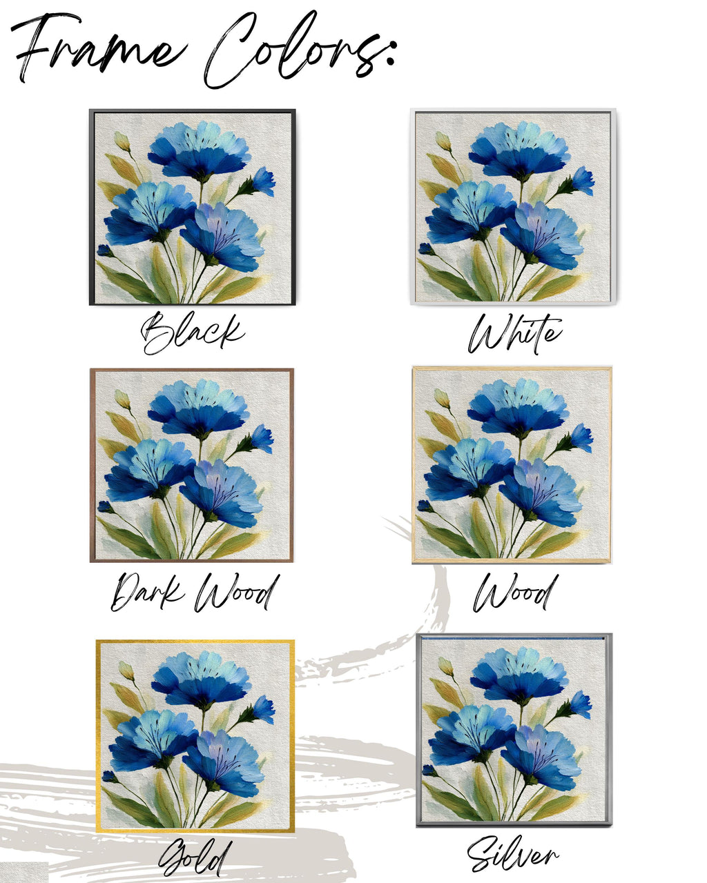 Blue Floral Canvas Print: Impressionistic Wildflower Botanical Wall Art