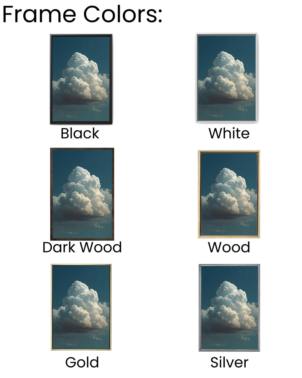 Fluffy Cloud Canvas Art: Minimalist Blue Sky Painting