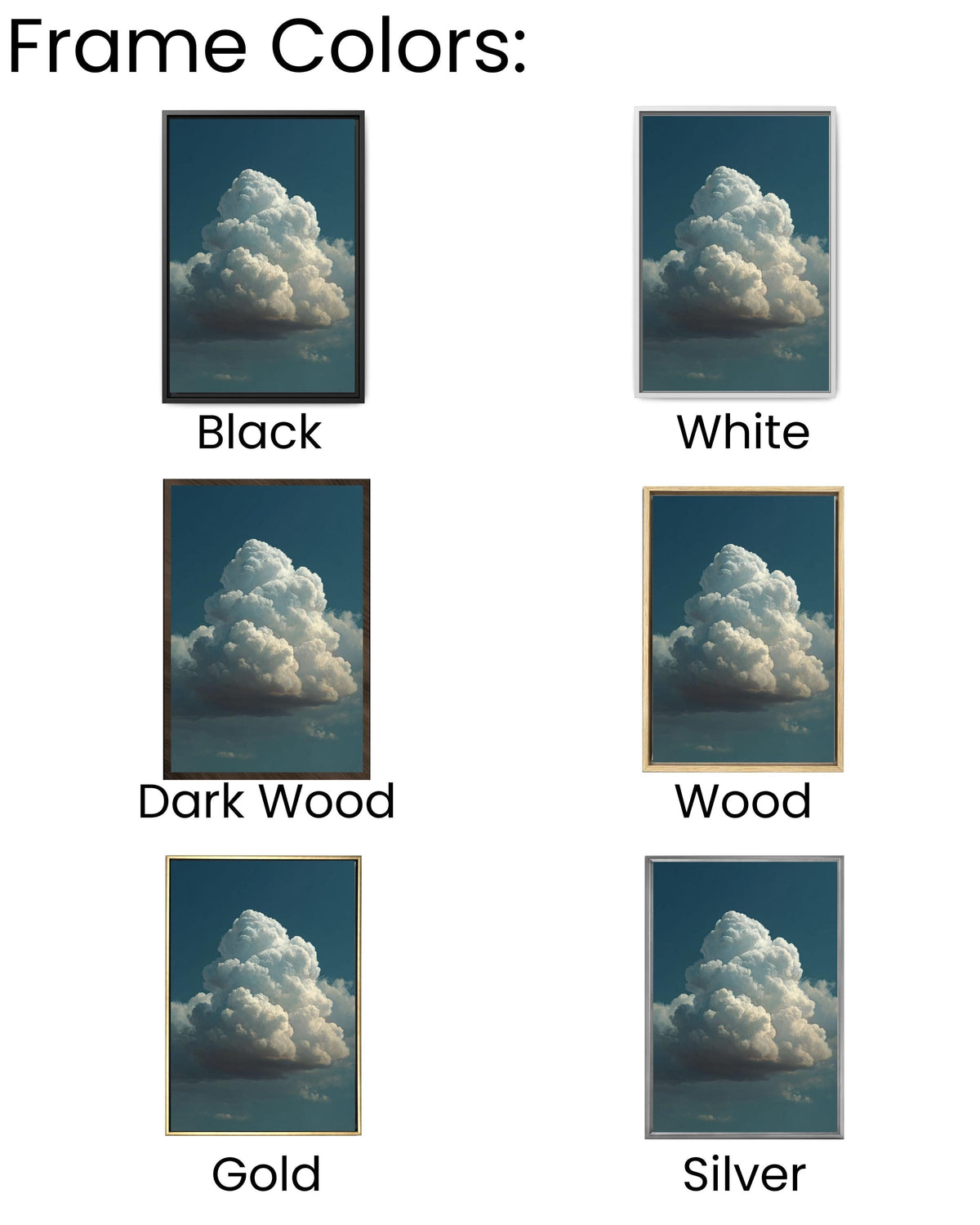 Fluffy Cloud Canvas Art: Minimalist Blue Sky Painting