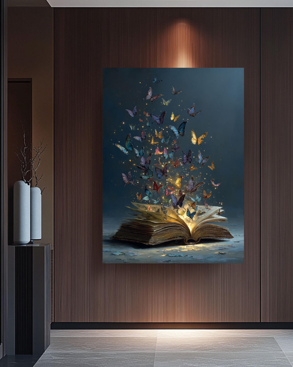Magic Book Canvas Print, Butterflies Art, Enchanting Reading Nook Decor