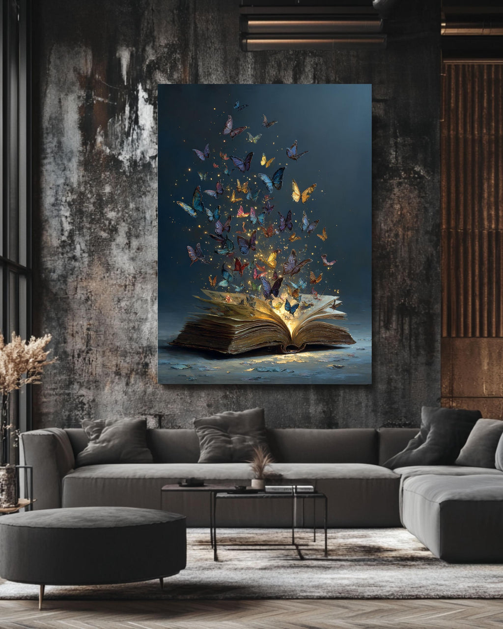 Magic Book Canvas Print, Butterflies Art, Enchanting Reading Nook Decor